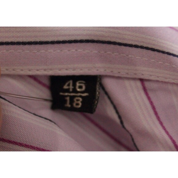 Canali Long Sleeve Dress Shirt Men’s 18 46 Pink Striped Pocket Made In Italy - Picture 9 of 10